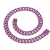 Joias Estilo Rap 15mm Formato de Diamante Três Fileiras Fecho de Mola com Diamantes Colar de Diamantes Coloridos Personalizado Tendência Masculina Corrente Cubana Hip-Hop Resistente