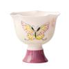 Taza de Té de Cerámica para el Hogar Estilo Japonés Pastel Flor Pintada a Mano Boca de Flor Pie Alto Taza de Maestro Portátil para Juego de Té Kung Fu