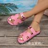 Estación Europea Pareja de Verano Hebilla de Metal Casual Zapatillas del Tío Segundo Atuendo de Mujer Moda Sandalias de Punta Abierta Venta al por Mayor