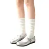 Calcetines de felpa grises para mujer, estilo fino de primavera y verano, color Maillard, calcetines de media pantorrilla, borde enrollado, adelgazantes para pantorrillas, para combinar con zapatos Birkenstock