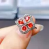 Anillo Popular de Zafiro Rojo Natural al por Mayor de Fábrica Plata S925 Incrustado Piedra Principal 3*4 Fábrica de Joyería Venta Directa