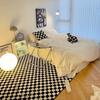 Alfombra de tablero de ajedrez para dormitorio, sala de estar, estilo sencillo, habitación de niña, mesita de noche, mesa de centro, sofá, alfombra de piso a cuadros de celebridades de Internet