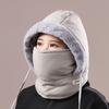 Chapéu Lei Feng para Homens e Mulheres, Touca Quente de Inverno, Chapéu à Prova de Vento para Ciclismo ao Ar Livre, Máscara à Prova de Frio, Capuz Integrado com Aquecedor de Pescoço