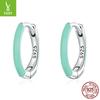Pendientes de aro doble de resina epoxi verde menta plateado Ziyun nuevo estilo de verano suave pendientes de plata 925 SCE1454