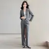Blazer Corto con Adorno de Encaje para Mujer de Primavera y Otoño para Mujeres Petites, Traje de Manga Larga con Pantalones de Pierna Ancha, Atuendo Profesional