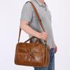 Bolsa de couro retrô masculina de lazer comercial de 15,6 polegadas bolsa de ombro mensageiro bolsa de couro de vaca masculina