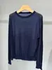 Camiseta básica de punto de cachemira de triacetato ~ top de punto fino de manga larga y cuello redondo para mujer, holgado y versátil para usar como prenda exterior en otoño e invierno