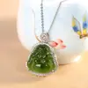 Colgante de Plata S925 con Estatua de Buda de Jade Hetian, Collar de Buda Sonriente Estilo Commuter a la Moda, Colgante Elegante