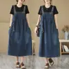 Saia Jeans Feminina Plus Size 200kg Top de Outono Feminino Saia de Alça Vestido sem Mangas Saia de Alça Longa Feminina
