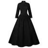 Vestido Gótico Victoriano de Halloween Transfronterizo, Vestido de Corte Vintage con Cuello Alto y Mangas Largas para Mujer, Disponible en 3 Colores