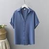 Adecuado para Personas Gordas, Camisa de Chifón de Cuello en V Suelta y Adelgazante para el Verano, Ropa de Talla Grande para Mujer, Camisa de Chifón de Moda de Manga Corta para Gordas mm
