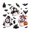 Pegatinas de Ventana de Halloween Transfronterizas Payaso Lindo Parca Fantasma Murciélago Pegatinas de Adhesión Estática para Ventana de Tienda de Centro Comercial Decoraciones Festivas