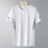 Nova Camiseta de Seda Gelada de Verão para Homens, Tecido Casual para Ar Condicionado, Tamanho Grande, Camiseta Esportiva Simples Versátil de Secagem Rápida para Homens