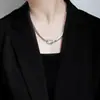 Dulce Fresca Chica Picante Puntada de Diamante Collar de Perlas Acero de Titanio Accesorios de Hip Hop de Nicho de Lujo Ligero para Mujer Diseño Cadena para Clavícula