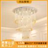 Lustre de Cristal de Engenharia Não Padrão Transfronteiriço para Edifícios Duplex, Luminárias Pendentes Longas para Salas de Jantar de Vilas, Lustres de Cristal para Salas de Estar