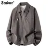 Retro Americano Primavera y Otoño Nueva Chaqueta Elegante Lavada para Hombre Tendencia Holgada Alta Calidad Solapa Ropa de Trabajo Abrigo para Hombre