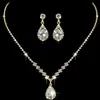 Nuevo producto transfronterizo europeo y americano: aretes, collar, juego de joyería, aleación lujo ligero versátil colgante gota de agua gargantilla, accesorios de novia