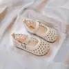 Sandalias de Verano para Niña Estilo Princesa Pedrería Trabajo Pesado Completamente Diamantadas Caladas Zapatos de Princesa Niños Medianos y Grandes Boca Baja Zapatos de Una Sola Tira Fuera