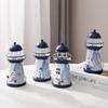 Farol de ferro mediterrâneo Enfeites de farol eletrônico Enfeites de mesa criativos Vento marinho Farol luminoso Tendência simples