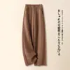 Pantalones de Pierna Ancha de Moda para Mujer Invierno Cintura Alta Sueltos Pantalones Rectos Estrechos para Dama Pantalones Casuales de Lana Versátiles Adelgazantes