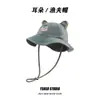 Sombrero de Pescador de Mezclilla con Orejas de Oso para Mujer, Sombrilla de Primavera y Verano, Protección Solar, Sombrero de Pescador, Japonés, Versátil, Para Mostrar Cara Grande, Sombrero Pequeño