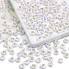 Cuentas de Acrílico 4*7mm Fondo Blanco Inglés Letra Dorada Letra Única Cuentas Planas DIY Accesorios para Joyería de Educación Temprana para Niños