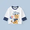 Camiseta de manga larga para niños, primavera y otoño, algodón puro, ropa para niños y niñas, tops de bebé, camisa de bebé, ropa exterior, clase A