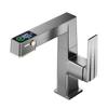 Uno por uno pantalla digital inteligente gris plomo mueble de baño extraíble grifo de lavabo grifo giratorio ajustable para agua fría y caliente