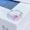 Anillo Abierto Exquisito Súper Brillante de Circonita Dulce y Lujoso Estilo Ins Nicho Gama Alta Apilable Anillo de Piedras Preciosas Coloridas para Mujeres