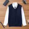 Chaleco de Lana para Hombre 2026 Otoño/Invierno 100% Lana Pura, Cuello en V, Color Sólido, Suéter sin Mangas de Negocios