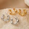 Pendientes Nicho de Personalidad Antiguos Europeos y Americanos Australianos con Superficie de Oro de 18K Chapada en Cobre Geométricos en Forma de C Pendientes Femeninos INS Hip Hop Punk Nuevos