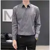Estilo Coreano Ligeiramente Maduro High-End Listrada Manga Longa Masculina Fashionável Business Formal Não Amassa Casual Bonita Camisa