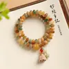 Dunhuang Wen Tian Cai Zhao Pan Zhu Hao Yun Lian Lian Pu Ti Pulsera Wen Wan Doble Círculo Cuentas Budistas Pulsera de Cuentas de Oración para Mujeres Venta al por Mayor