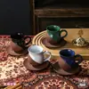 Xícara e Pires para Café Árabe, Xícara Aromática de Grés Retrô, Xícara Turca de Leite de Camelo, Conjunto de Xícaras Pequenas para Compartilhar em Festas
