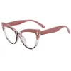 Nuevo Diseño de Ojo de Gato con Remaches Estilo Europeo y Americano, Gafas de Moda de Alta Gama Sin Receta para Mujer, Gafas Versátiles de Tendencia con Bloques de Color para Uso Diario para Hombre