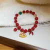 Pulseira Pingente Cavalo com Contas de Ágata para o Ano do Cavalo, Pulseira Versátil Estilo Chinês Retro Novo, Acessório de Mão Exquisito de Alta Qualidade para Mulheres