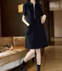 Vestido de Manga Corta con Media Cremallera y Cuello Estilo Coreano para Mujer 2026 Verano Delgado y Moderno Falda Corta de Longitud Media