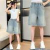 Pantalones Cortos de Mezclilla Versátiles Estilo Coreano para Niñas 2026 Verano Nuevos de Moda Delgados Sueltos para Niños Mayores y Niños Pequeños