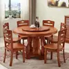 Nueva Mesa y Sillas de Comedor de Madera Maciza China Combinación Giratoria Hogar Apartamento Pequeño Mesa Redonda de Comedor Hotel Mesa Redonda Grande Mesa de Comedor Tallada
