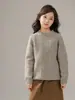 Malhas de Lã Pura para Crianças de Meia-Idade e Grandes no Outono e Inverno Nova Malha Infantil com Gola Redonda para Meninos e Meninas Malha Base Engrossada Malha para Bebês