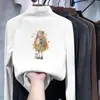Camiseta de fleece de manga comprida outono e inverno para meninas, segunda pele de outono para bebês, top quente e casual com desenho animado, roupas infantis