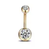 Piercing de Umbigo Perfurado em Aço Inoxidável com Zircônia Redonda Exquisita Micro-Incustada, Conjunto de Joias de Body Piercing da Moda