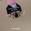 Brincos de Borboleta com Zircônia e Pino de Prata Galvanizado a Ouro Real, Requintados e Elegantes, Versáteis para o Dia a Dia, Brincos de Luxo Leve e de Alta Qualidade para Mulheres