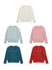 Cárdigan Suéter Bordado de Cerezas para Niñas Otoño Infantil Lindo Vintage Tejido de Punto Trenzado Casual Top Chaqueta