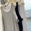 Camisola de dos piezas falsas con cuello en U para mujer, versátil, casual, a la moda, nicho, sin mangas, básica, para exterior, delgada de verano, mayoreo