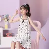 Nueva Falda de Tirantes de Corea del Sur Pijamas de Niñas Niños Vestido de Algodón Burbuja Verano Niñas Ropa de Casa de Dibujos Animados Pijama