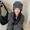 Gorro de Tricô com Orelhas de Gato Estilo Coreano Feminino Outono Inverno Aconchegante Espesso Lã Gorro Versátil Emagrecedor de Rosto Retrô Chapéu Slouchy