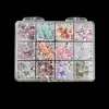 Venda Quente 12 Compartimentos Rosa Primavera Pérola Decorações para Nail Art Resina 3D Camélia Pérola Decorações para Manicure Atacado