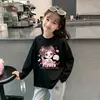 Camiseta Básica Estilosa de Desenho Animado para Outono e Primavera para Crianças Maiores e Bebês, 100% Algodão, Camiseta de Manga Longa da Moda para Meninas
