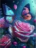Pintura de diamante 5D, bordado de mariposa y flor de diamante redondo, pintura colgante, mariposa rosa, pegatinas de diamante, pintura colgante para sala de estar